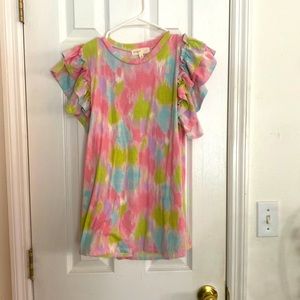 Tie dye ruffle sleeved blouse